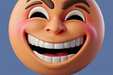 Three Dimensional Laughing Emoji Hysterical Amused Face Icon