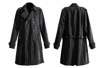 Eco-friendly autumn garment, black, front and back view, isolated on white