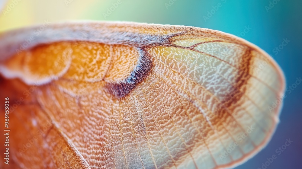 Poster close-up of a butterfly wing showcasing intricate patterns and textures.