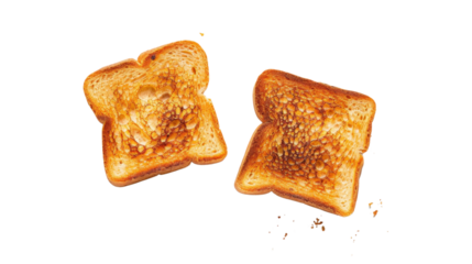 Delicious toasted bread pieces on transparent background
