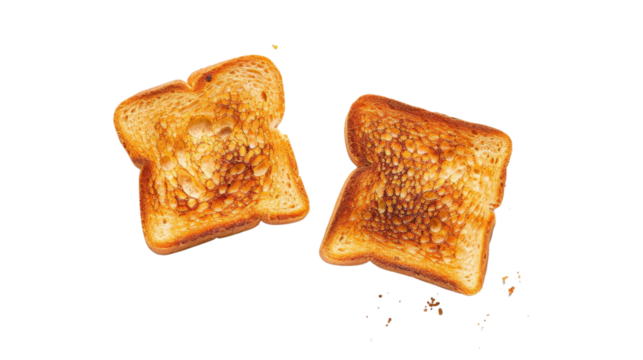 Delicious toasted bread pieces on transparent background