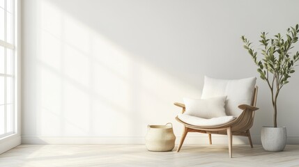 Empty Wall, Scandinavian Style Interior with Armchair modern