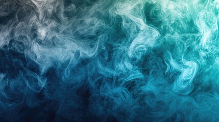 Obraz premium A dynamic display of swirling smoke in shades of blue and green, with intricate patterns forming and fading against a neutral background.