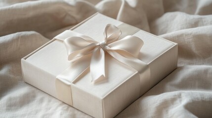 Elegant gift box with satin ribbon on