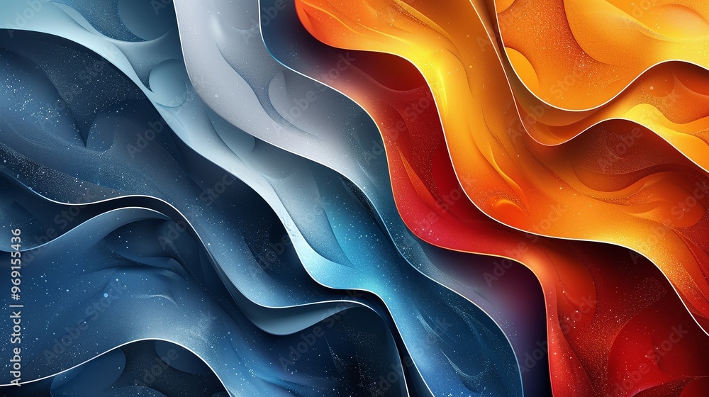 Poster colorful abstract metallic background with smooth wavy patterns perfect for artistic representations