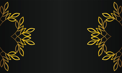 gold botanical ornament design on black background