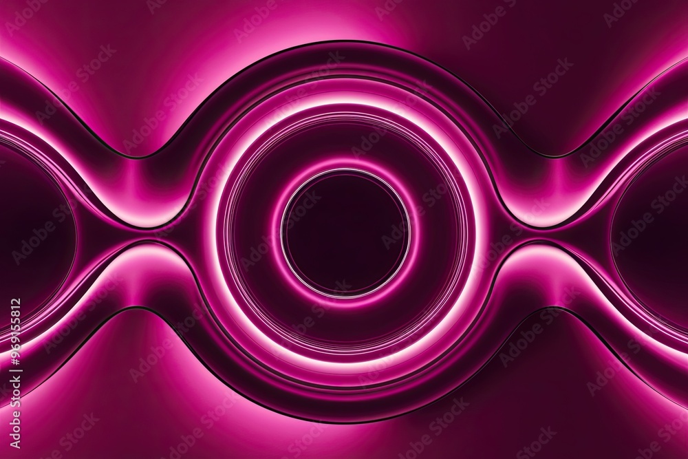 Poster vibrant magenta abstract technology wallpaper featuring circular wave patterns for modern user inter