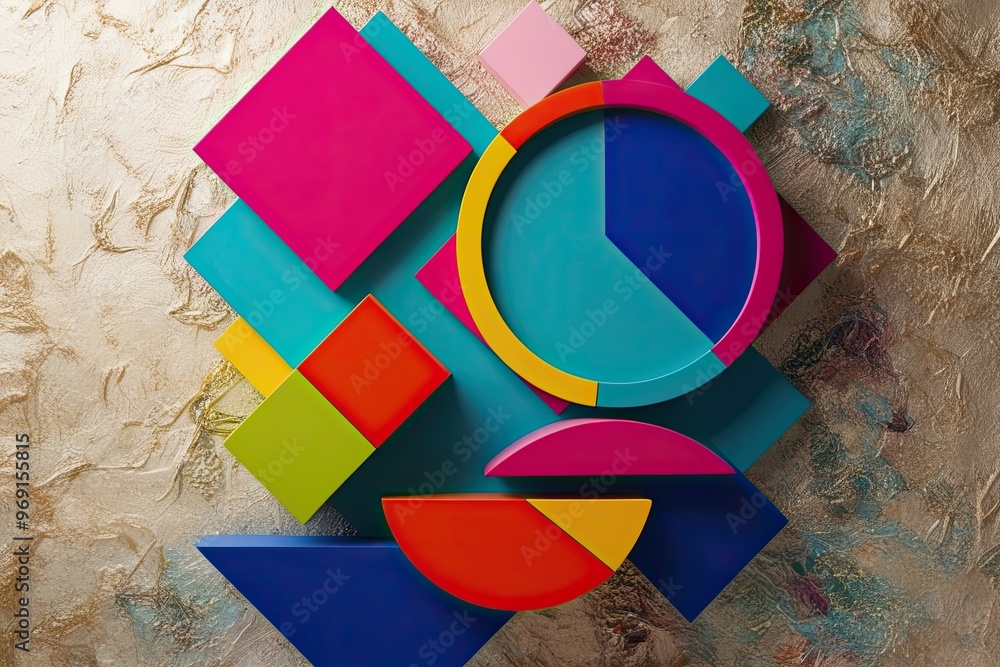 Aufkleber dynamic geometric patterns on textured backgrounds featuring 3d creative designs