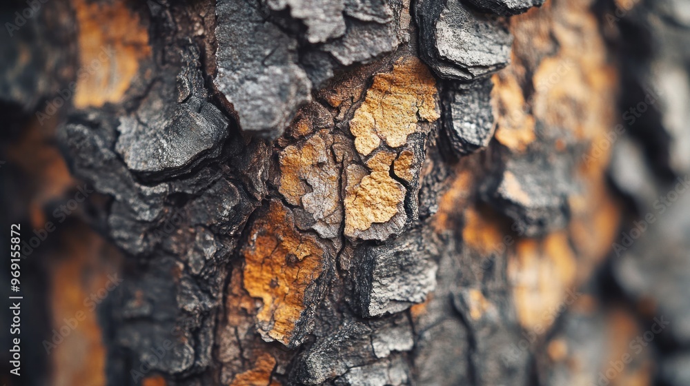 Poster close-up of textured tree bark showcasing natural patterns and colors.