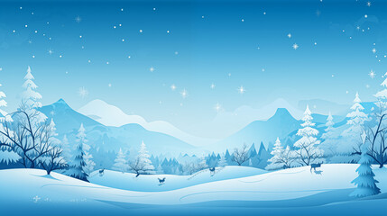 Winter Mountains landscape with pines and hills.