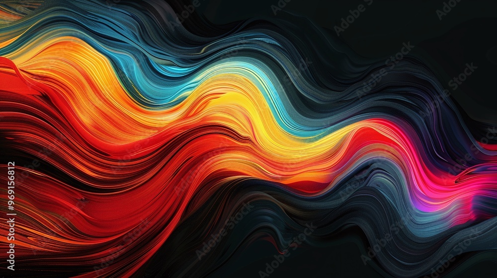 Poster colorful abstract art illustration showcasing a dynamic background with a black backdrop for immersi