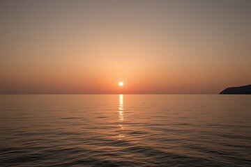 Naklejka premium Stunning Sunset over Calm Sea with Simplistic Background