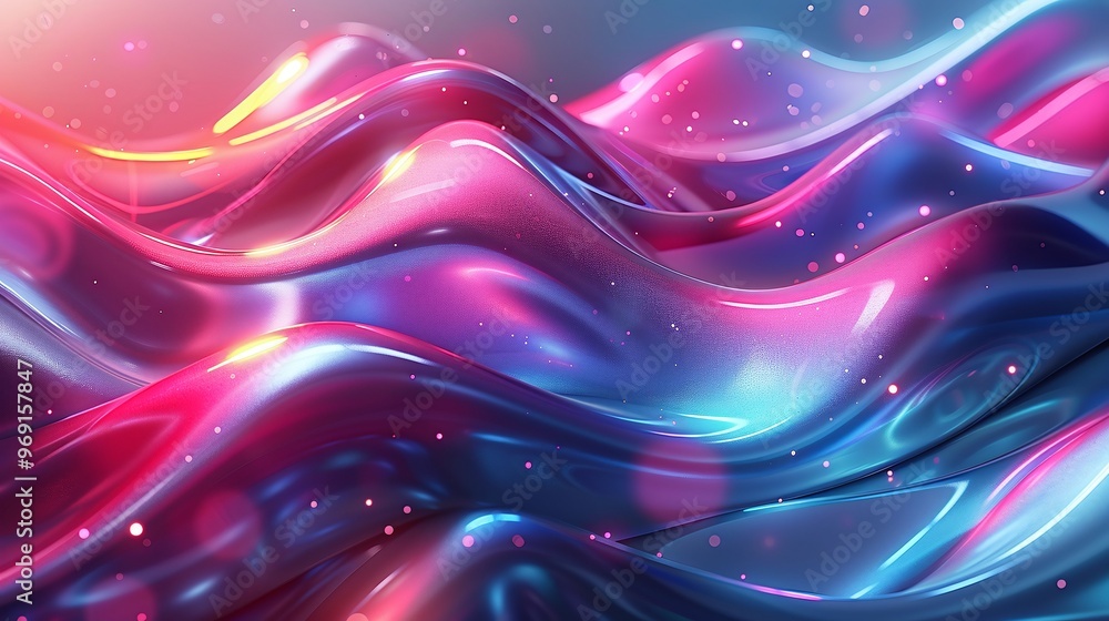 Aufkleber innovative design of an abstract colorful metallic wavy background featuring dynamic shapes and bold
