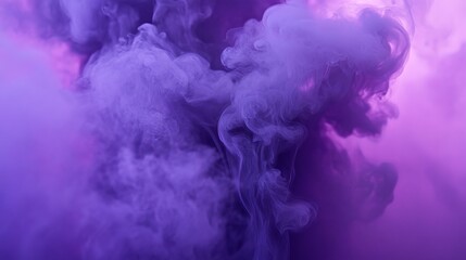 Fototapeta premium Vibrant purple smoke swirling in the air, abstract background with soft, flowing wisps of misty haze creating a dreamy, ethereal atmosphere.