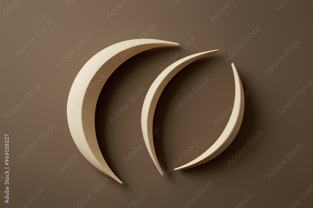 Poster elegant three-dimensional crescent shapes on sable background design