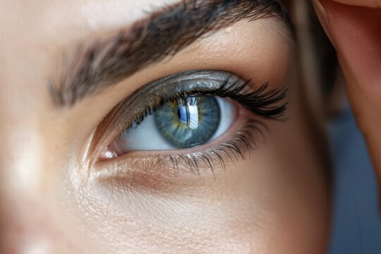 Woman Applying Lens to Eye