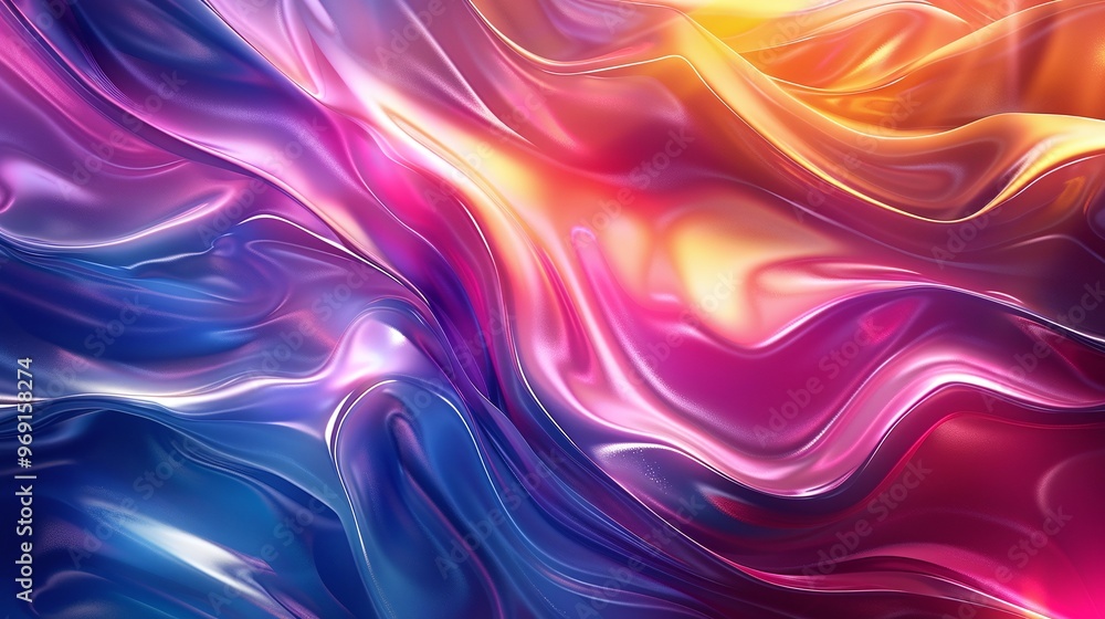 Poster unique artistic representation of an abstract background with colorful shiny wavy textures in pink a