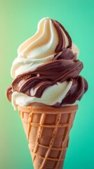 Chocolate vanilla soft serve ice cream in