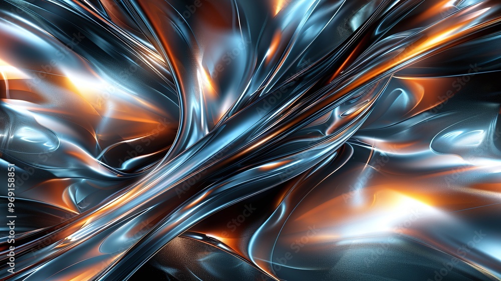 Aufkleber dynamic and immersive abstract futuristic metallic background highlighting colorful shapes and smoot