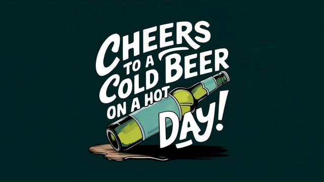 Cheers to a cold beer. Retro style typography. Refreshment concept. Perfect for bars or events. Design for print, poster, banner, flyer with copy space.