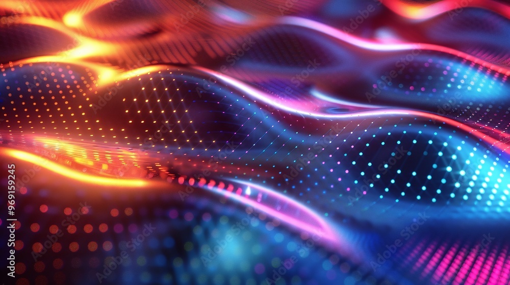 Poster dynamic and immersive abstract futuristic metallic background highlighting colorful shapes and smoot
