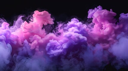 Fototapeta premium vibrant illustration featuring an abstract smoke cloud in shades of purple and violet, providing a dreamy effect with soft textures against black