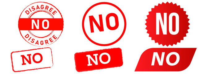 No stamp red badge disagree refusal rejected disapproved decline denied decision not emblem label design set collection