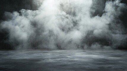 Concrete floor with smoky background – grunge industrial atmosphere, ideal for dark, mysterious designs and cinematic backdrops.