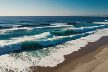 Stunning Aerial View of Gorgeous Ocean Waves on a Sunny Beach for Your Perfect Vacation Getaway