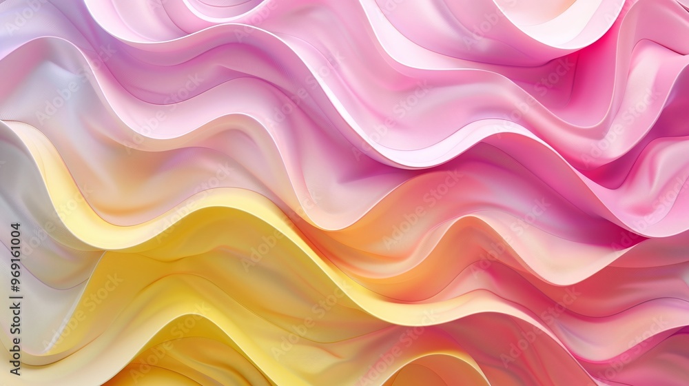 Poster unique 3d abstract background featuring a ripple surface in elegant yellow and pink colors, ideal fo