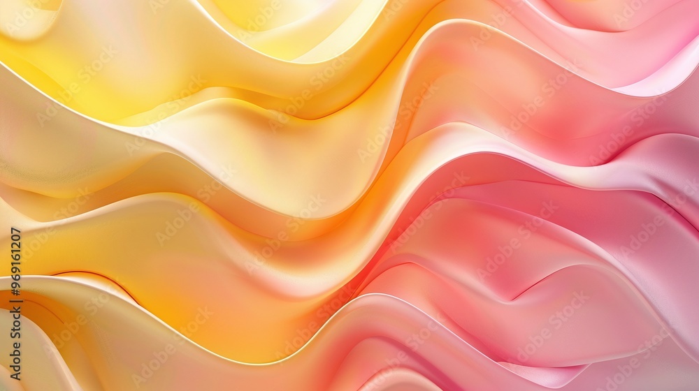 Poster unique 3d abstract background featuring a ripple surface in elegant yellow and pink colors, ideal fo