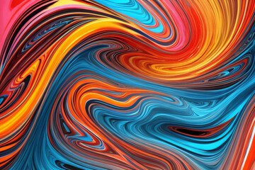 Obraz premium dynamic abstract composition with colorful fluid waves in a gradient of blue, red, orange, yellow, and pink, set against a light background for a vibrant and energetic visual effect