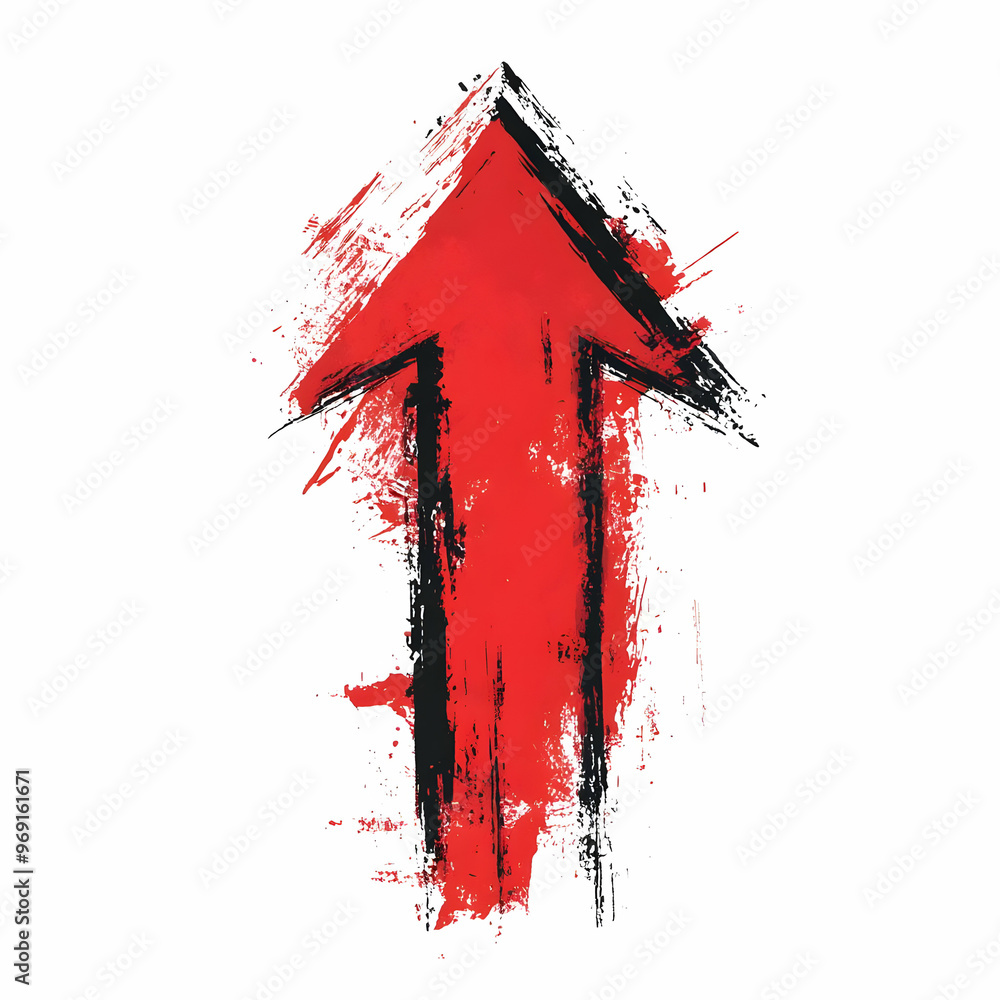 Poster a bold red arrow graphic symbolizing direction and progress, perfect for use in motivational and bus
