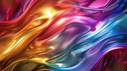 Fototapeta premium stunning abstract background highlighting metallic waves in a spectrum of colors, offering a vibrant and immersive aesthetic for creative projects