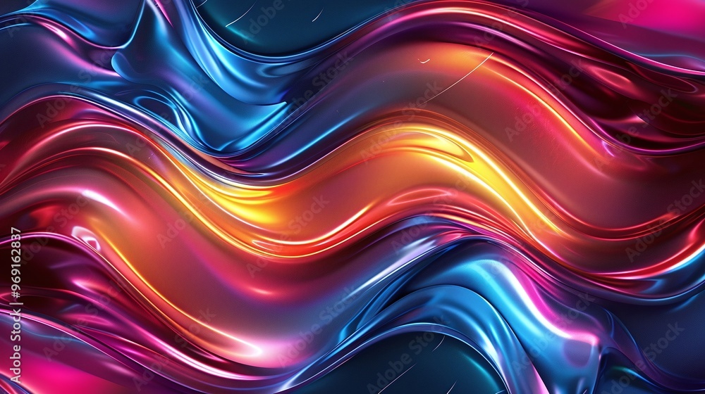 Aufkleber captivating artistic representation of a colorful abstract background with luminous wavy surfaces, s