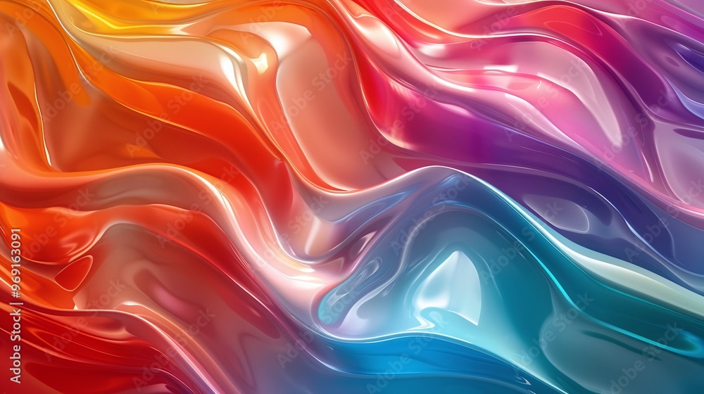 Aufkleber captivating artistic representation of a colorful abstract background with luminous wavy surfaces, showcasing a playful and fluid design