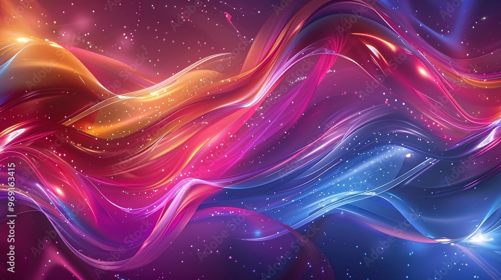 Aufkleber captivating artistic representation of a colorful abstract background with luminous wavy surfaces, showcasing a playful and fluid design