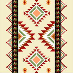 Geometric ethnic pattern. Ethnic boho seamless pattern. Tribal vector ornament. Aztec style, colorful fabric.