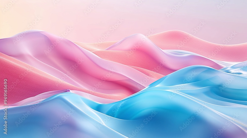 Poster beautiful abstract background depicting soft and flowing dunes in pink and blue, creating a dynamic 