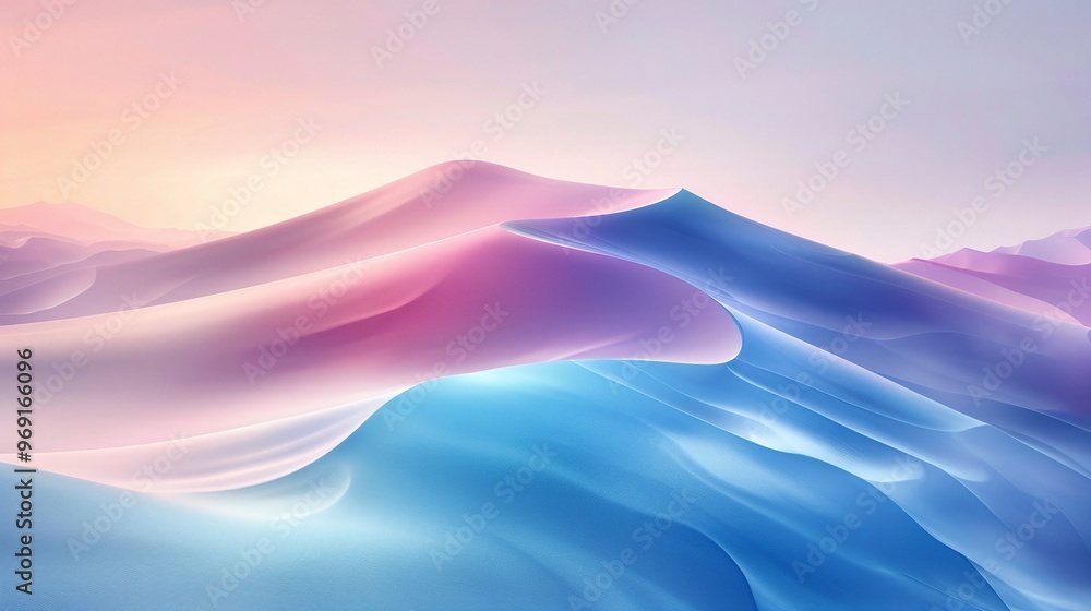 Poster beautiful abstract background depicting soft and flowing dunes in pink and blue, creating a dynamic 