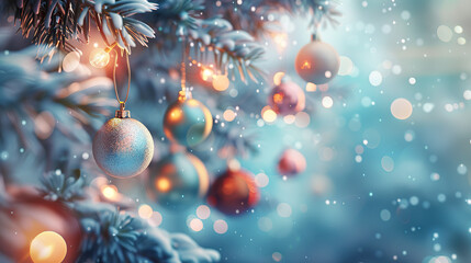 Frosty Christmas Tree with Glittering Ornaments