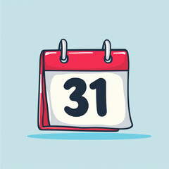 A vibrant calendar icon featuring red design with date 31 prominently displayed. This simple flat color vector art is perfect for various applications