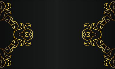 gold botanical ornament design on black background