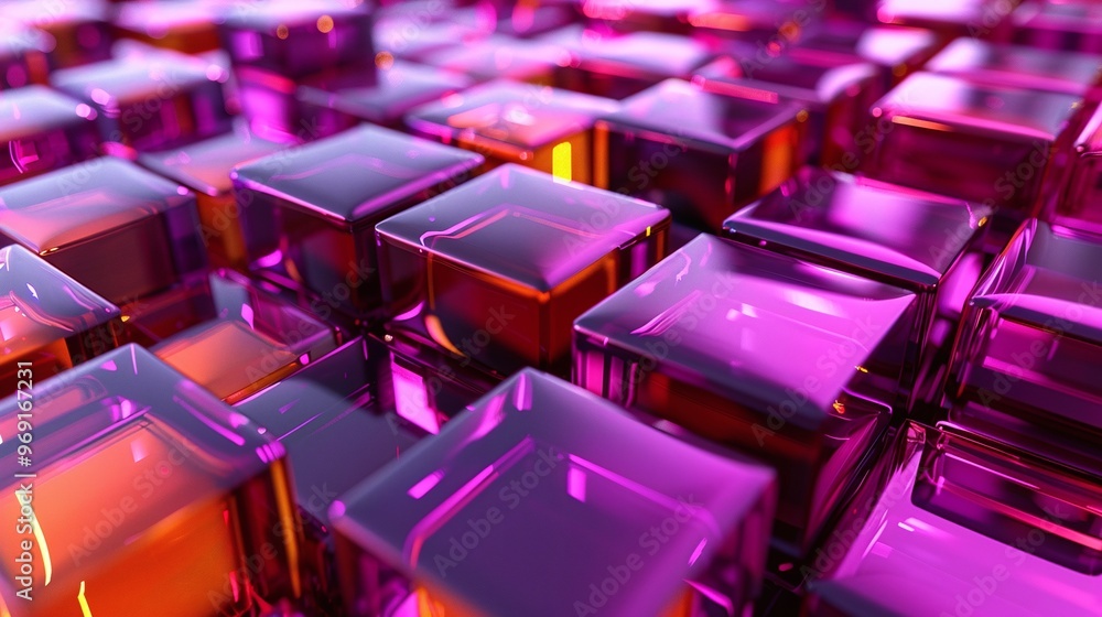 Aufkleber captivating 3d render of a modern tech background showcasing glossy cubes in a precise arrangement o