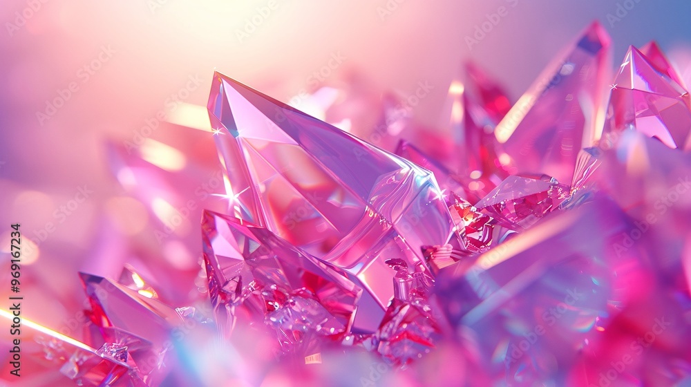 Aufkleber vibrant and dynamic composition of crystal shapes with pink and magenta hues creating a slick modern