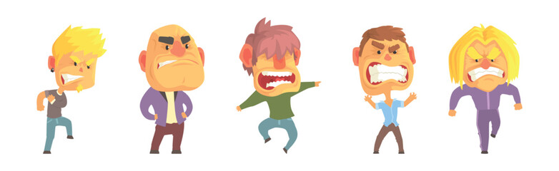 Angry and Exasperated Man Character Shouting and Yelling Vector Set
