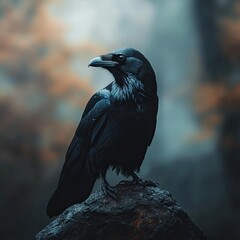 Fototapeta premium raven isolated on abstract background