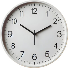 Clean and simple white circular wall clock transparent background png. generative AI