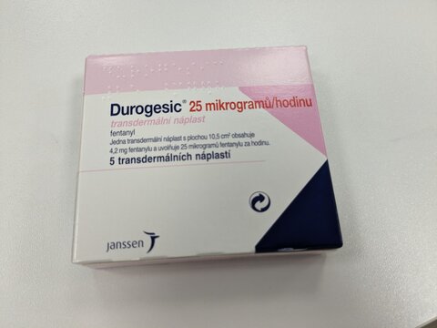 Prague,Czech republic&ndash;March 30 2024: Durogesic patches with Fentanyl active substance produced by Janssen pharmaceutical company, opioids treatment of pain,very strong painkiller	
