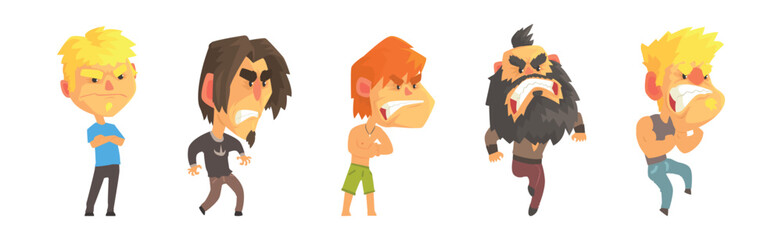 Angry and Exasperated Man Character Shouting and Yelling Vector Set